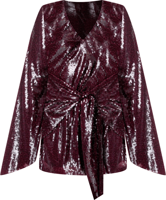 Women's Flared Sleeve Tie Front Mini Dress