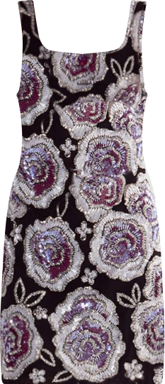 Women's Beaded Flower Sequin Mini Dress