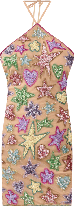 Women's Embellished Halter Neck Mini Dress