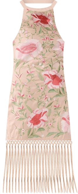 Women's Beaded Halter Fringe Mini Dress