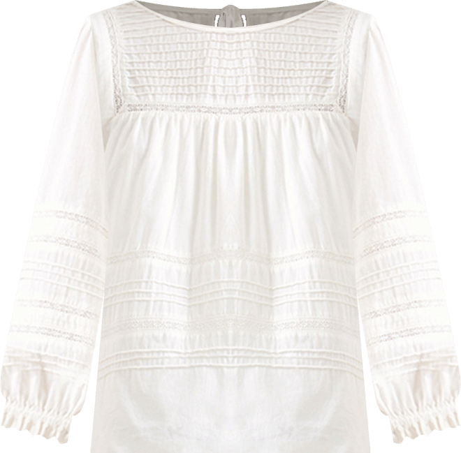 Women's Cotton Dawn Blouse with lace in Off White