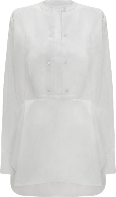 Double Bib Detail Shirt In White