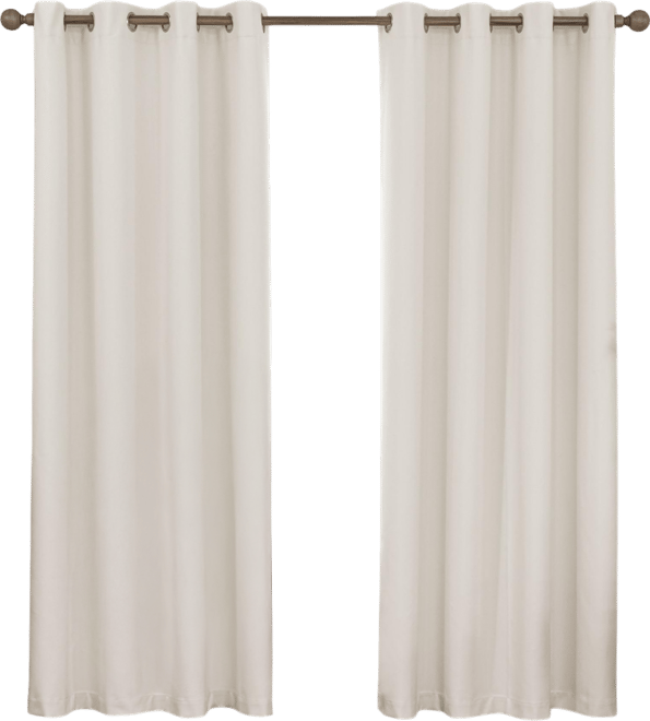 100% Blackout Linen Texture Curtains with Grommet Top, 2 Panels