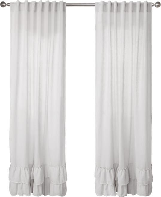 Textured Double Ruffle Rod Pocket Curtains Pair, 52"x84"