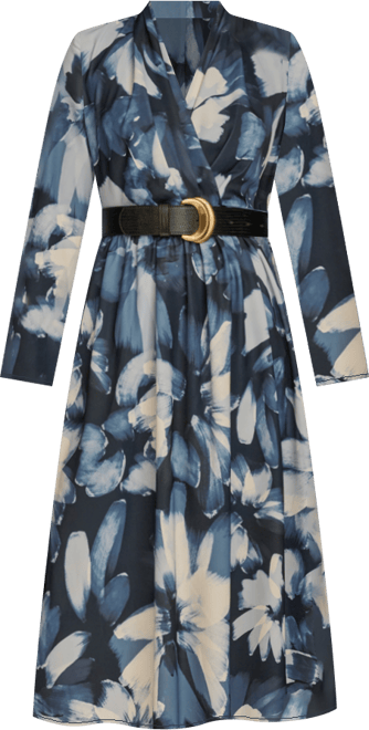Donna Karan New York Women's Printed Belted A-Line Dress