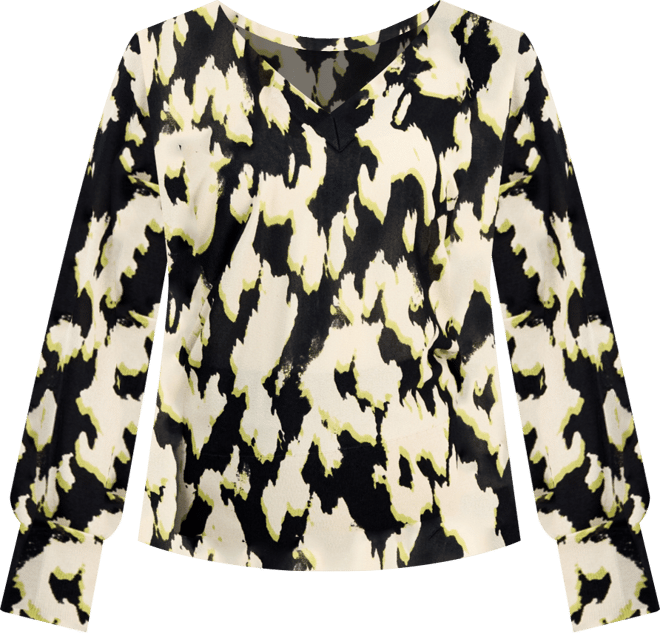 Petite Printed Double-v-Neck Long-Sleeve Top, Macy's Exclusive
