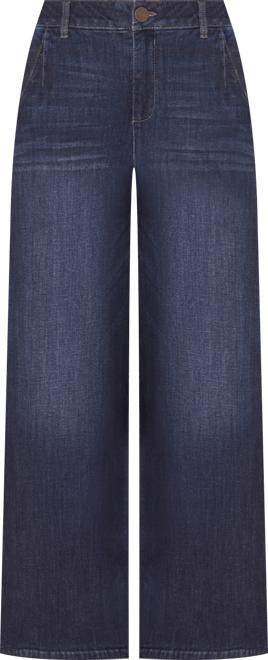 Petite "Ab"solution Skyrise Tulip-Hem Wide-Leg Jeans