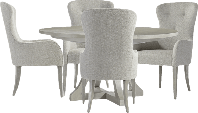 Cornelia 5-Pc. Dining Set (Round Table & 4 Tufted Arm Chairs)