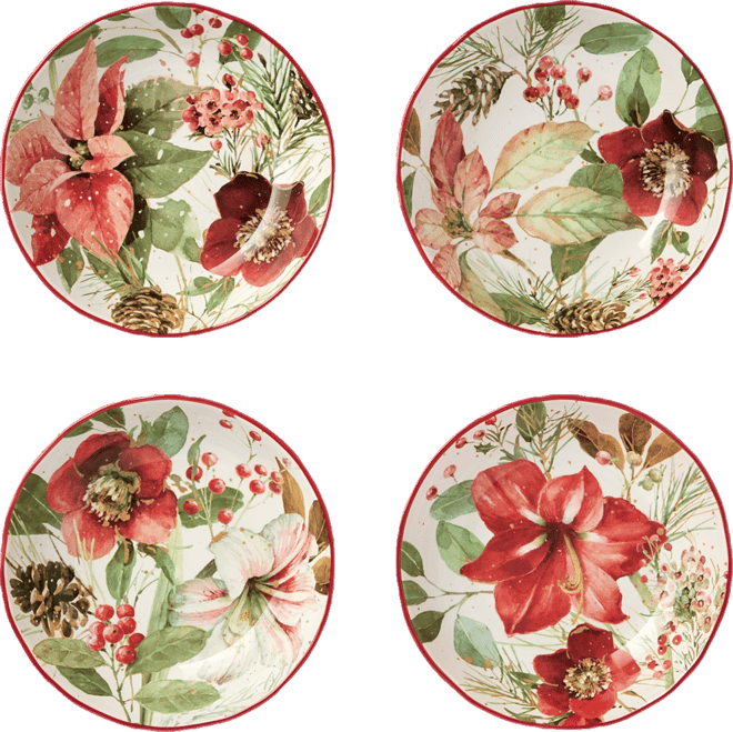 Winter Blooms Soup Bowls, Set of 4