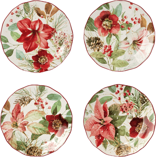 Winter Blooms Dessert Plates, Set of 4