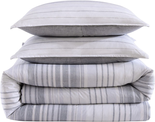 Bold Stripe Textured Cotton 2-Pc. Duvet Cover Set, Twin