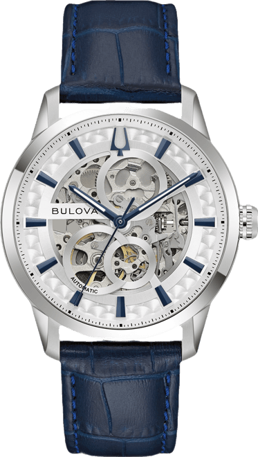 Men's Classic Sutton Automatic Blue Leather Strap Watch 40mm