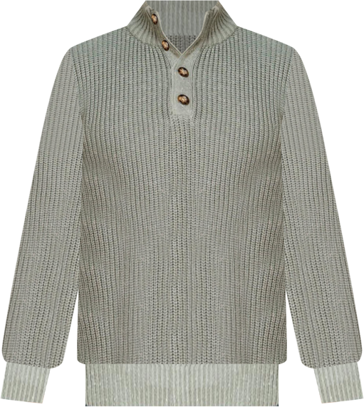 Men's Organic Mock Neck Cardigan Stitch Sweater