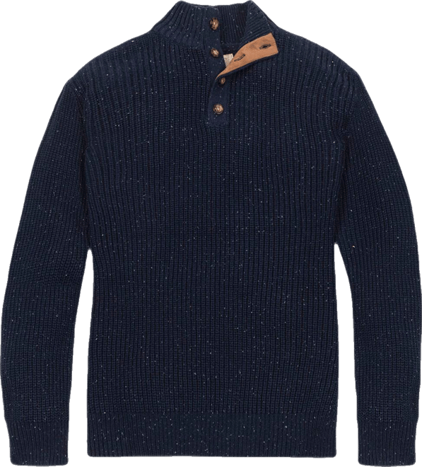 Men's Organic Mock Neck Cardigan Stitch Sweater