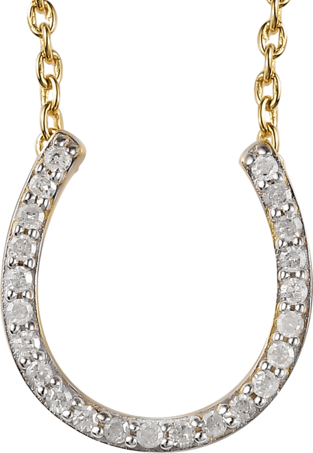 Diamond Horseshoe 18" Pendant Necklace (1/8 ct. t.w.) in Sterling Silver or 14k Gold-Plated Sterling silver