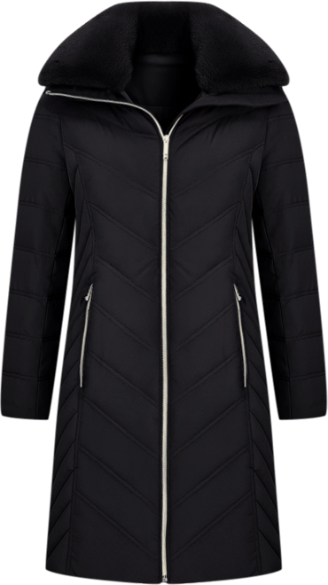 Michael  Women's Faux-Fur-Trim Hooded Puffer Coat