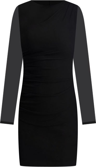 Women's Mesh Scuba Long-Sleeve Bodycon Dress