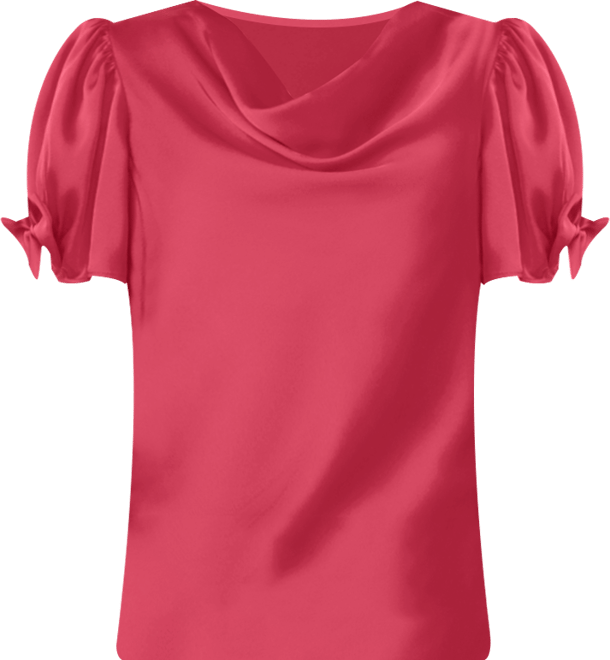 Women's Cowl Neck Bubble Short Sleeves Top