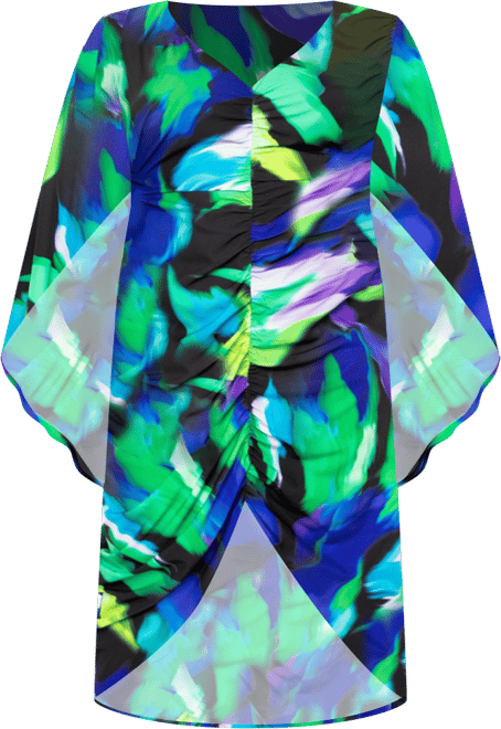Women's Plus Size Printed Cinch Waist Kaftan Dress