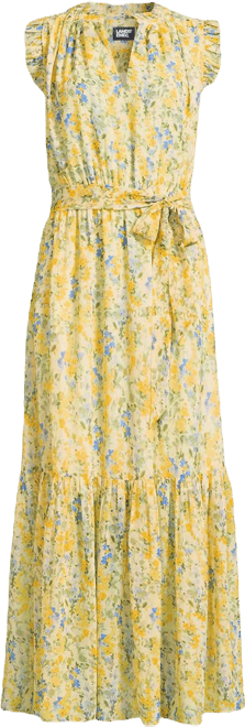 Women's Chiffon Maxi Dress with Ruffle Detail