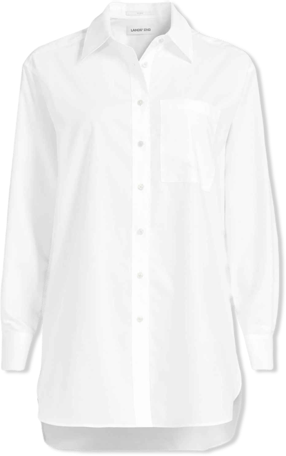 Women's Petite Oversized No Iron Tunic with Statement Collar Shirt