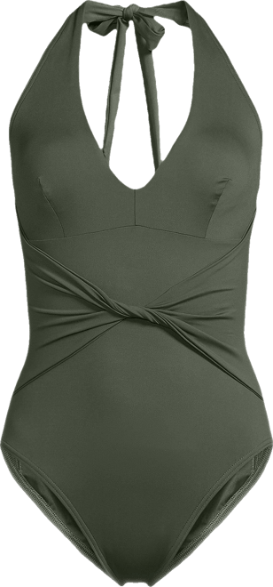 Women's Sculpting Suit Plunge Halter High Leg One Piece Swimsuit