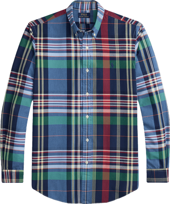 Men's Custom-Fit Plaid Oxford Shirt