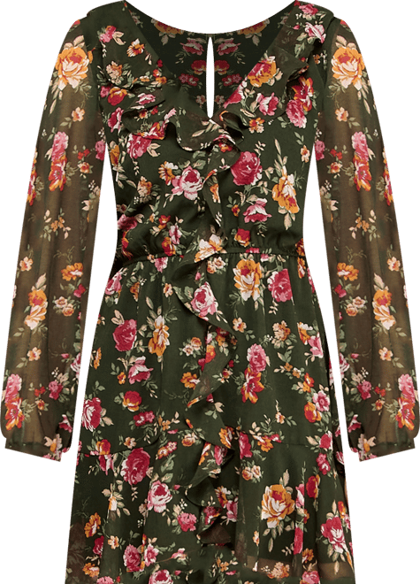 Trixxi Women's Floral Long Sleeve Dress - Macy's