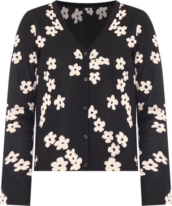CeCe Women's Flower Jacquard Cardigan Sweater - Macy's