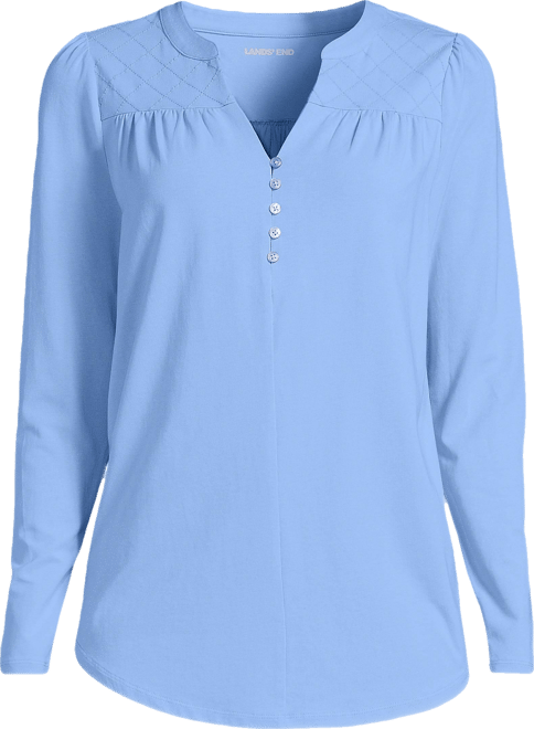 Women's Long Sleeve Lightweight Jersey Notch Neck Tunic Top