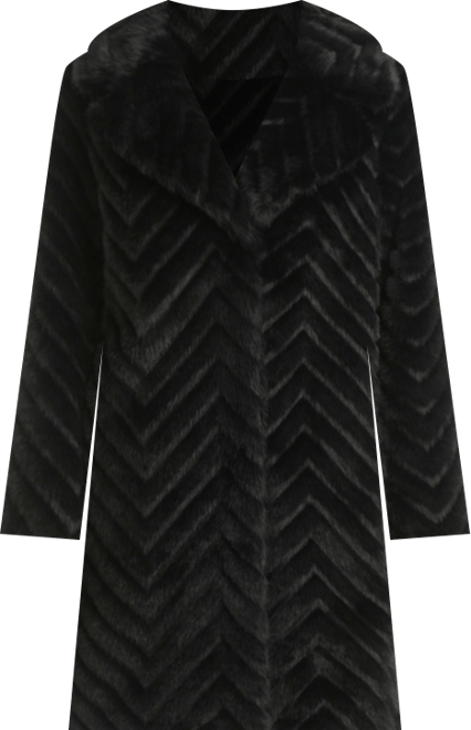 Women's Chevron Textured Faux-Fur Coat, Exclusively at Macy's