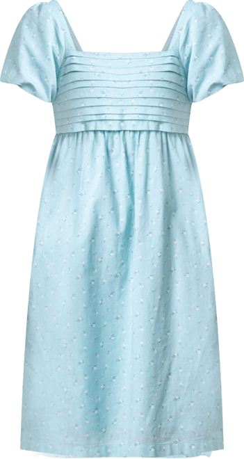 Women's Ruched Linen Bubble Sleeve Dress