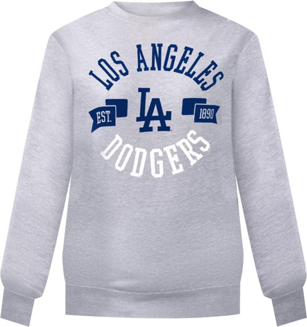 Women's Heather Gray Los Angeles Dodgers Team Logo Fleece Pullover Sweatshirt