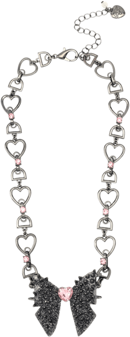 Faux Stone Spiky Bow Pendant Necklace