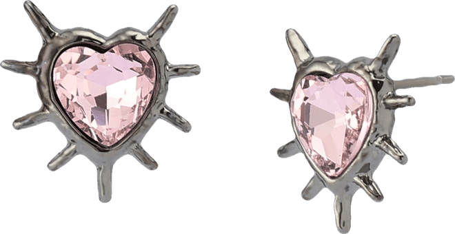 Faux Stone Spiky Heart Stud Earrings