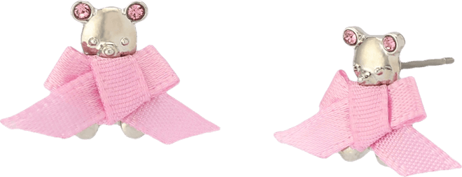 Faux Stone Teddy Bear Bow Stud Earrings