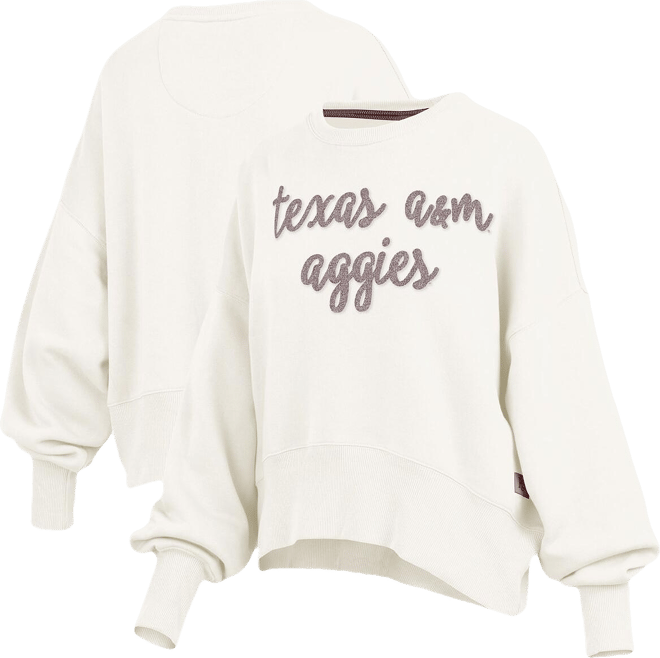 Women's Cream Texas A&M Aggies Chelsea Oversized Pullover Sweatshirt
