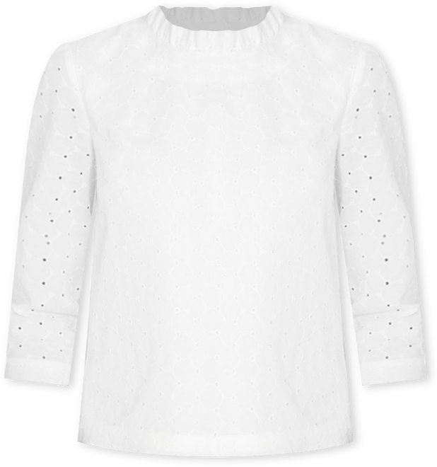 Women's Organic Ruffle Neck Eyelet Top