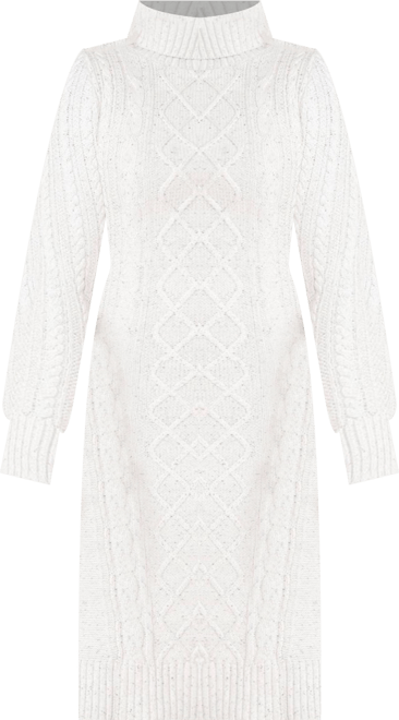 Women's Organic Long Sleeve Turtleneck Cable Sweater Dress