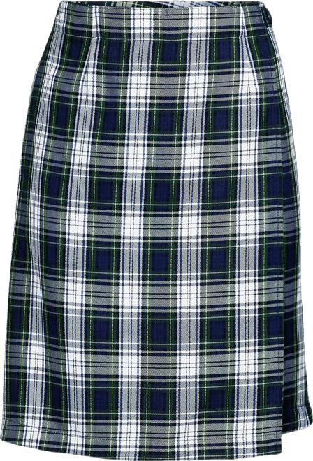 School Uniform Women's Plaid A Line Tab Skort Top of Knee