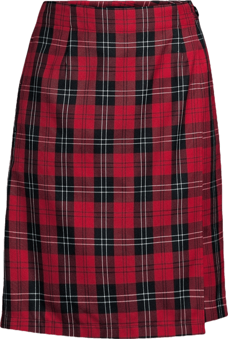 School Uniform Women's Plaid A Line Tab Skort Top of Knee