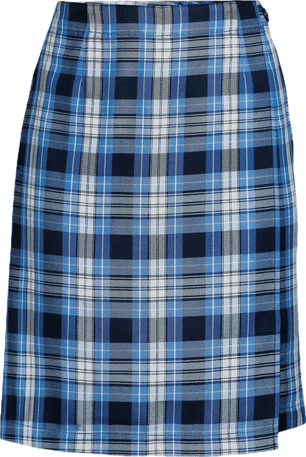 School Uniform Women's Plaid A Line Tab Skort Top of Knee
