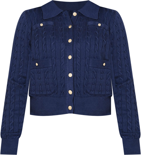 Women's Organic Cable Knit Collared Cardigan Sweater