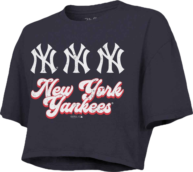 Women's Navy New York Yankees Boxy Crop T-Shirt