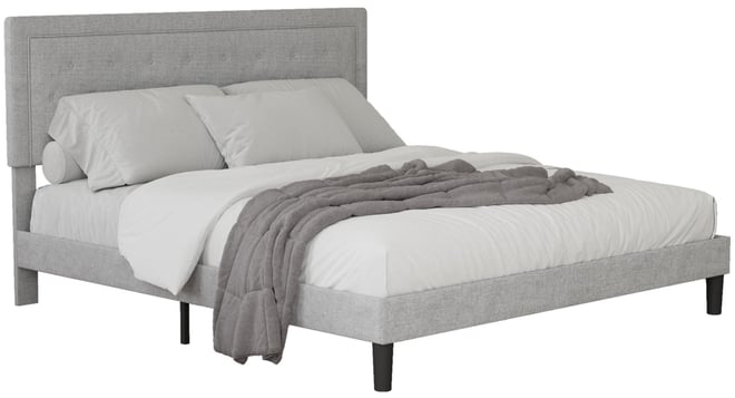 Streamdale Light Grey Bed Frame With Adjustable Border Headboard King Size