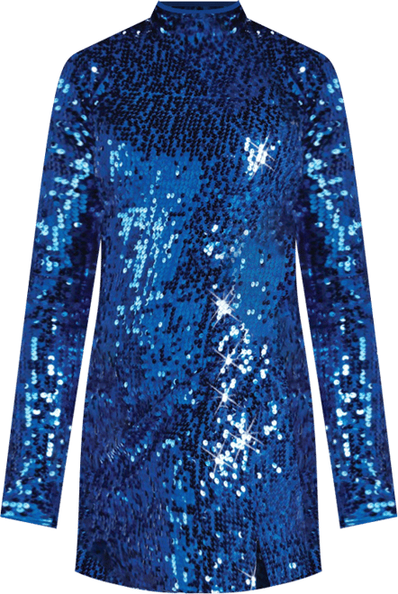 blue jersey dress long sleeve ZAPAKA Women Sparkly Sequins Light Blue Prom Dress with Slit Mermaid Spaghetti Straps Party Dress, Light Blue / UK12