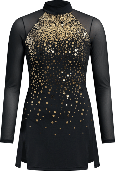 black and gold sequin shift dress Hollywood Spritzer Sequin Shift Dress in Black main image 1