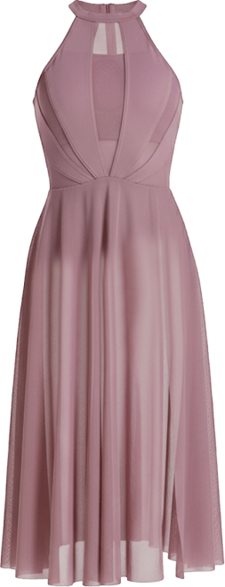 Mesh Halter Midi Dress With Side Slits | Balera