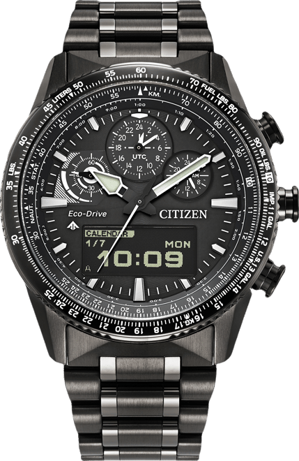 Men's Promaster Skyhawk U830 Analog-Digital Gray Stainless Steel Bracelet Watch 43mm