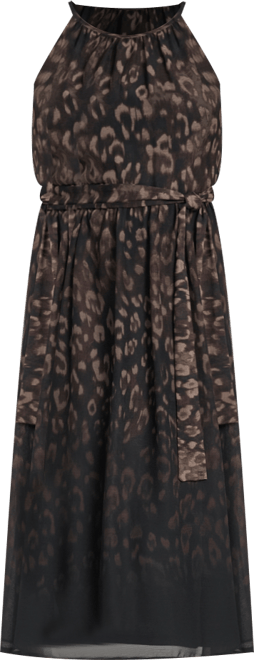 Women's Fit and Flare Sleeveless Crew Neck Midi Dress